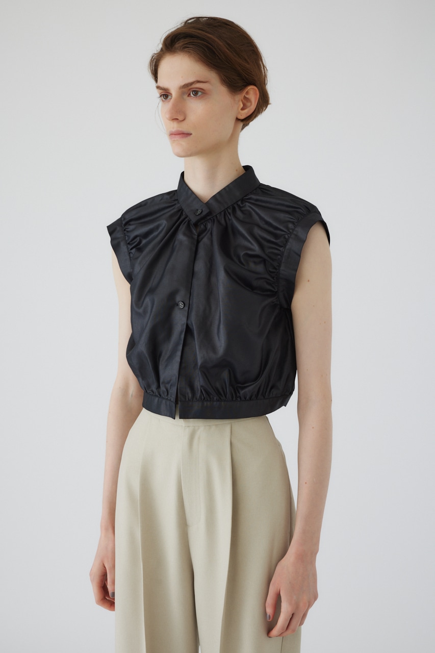 Leather like compact vest BLK 38