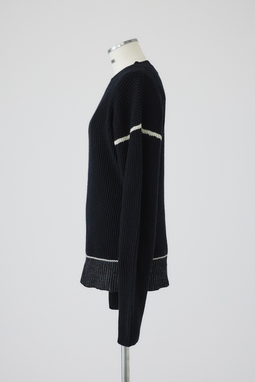 【LIMITED SALE】Curved mix color tunic BLK FREE