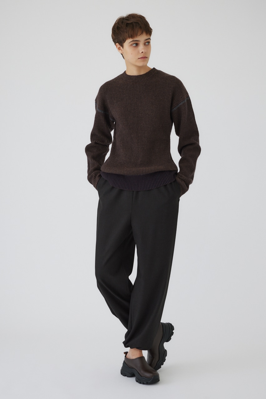 【LIMITED SALE】Curved mix color tunic BRN FREE