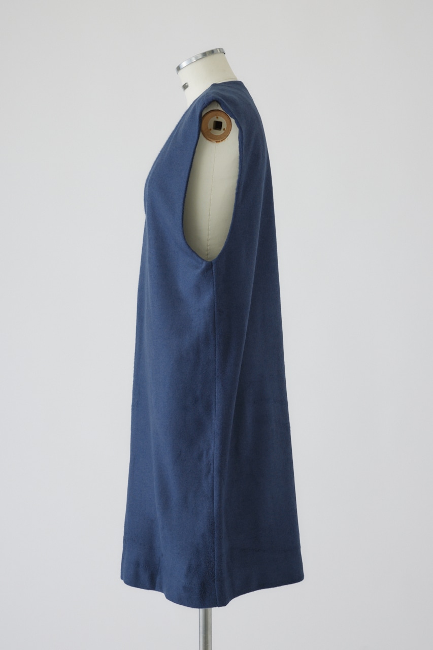 Soft felt long vest BLU 36