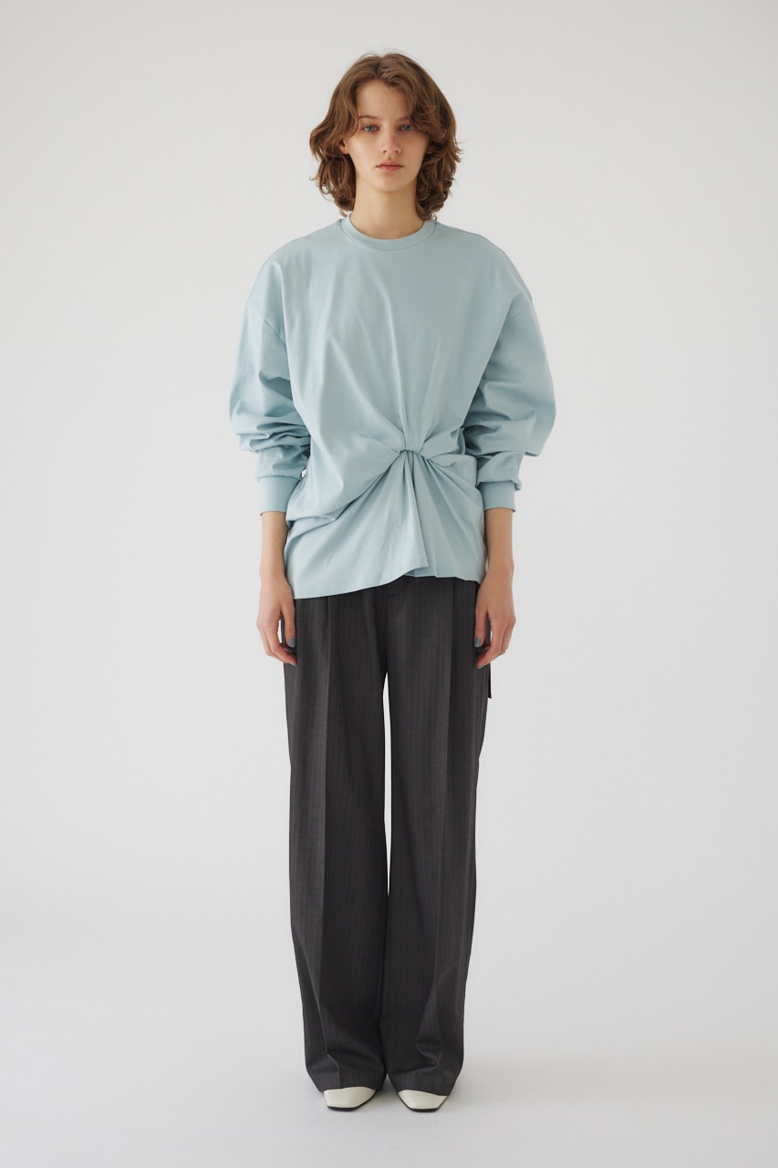 【LIMITED SALE】Front twist cut tops L/BLU FREE