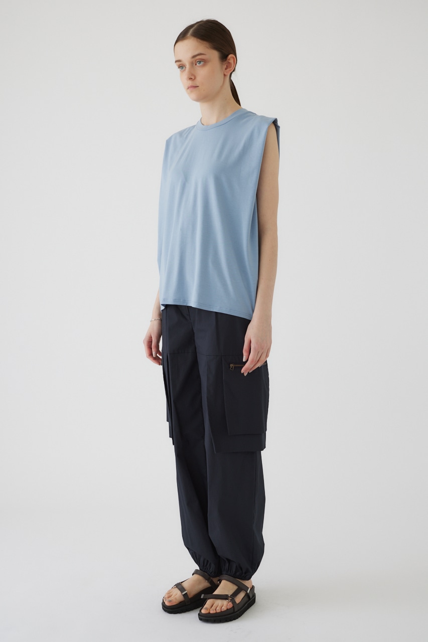 Smooth texture square tops L/BLU FREE