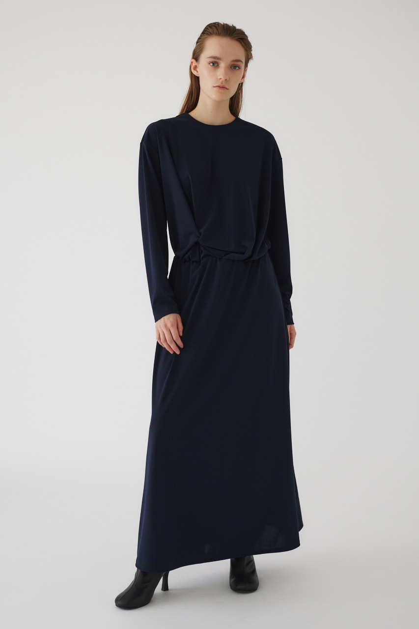 【LIMITED SALE】Asymmetry drape dress NVY 38