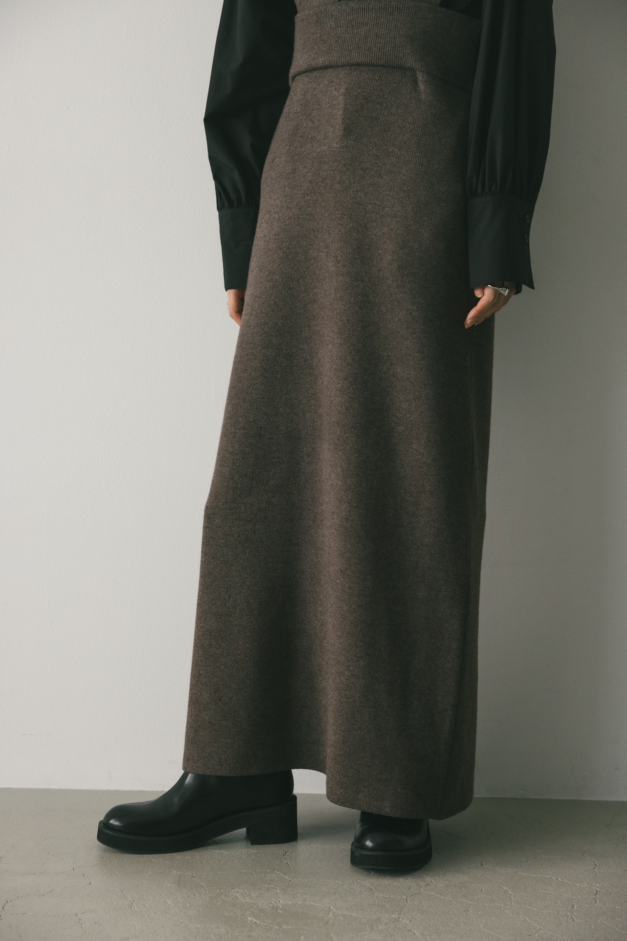 アメリ【Ameri vintage】オーバーハイウエストニットスカート Mサイズ