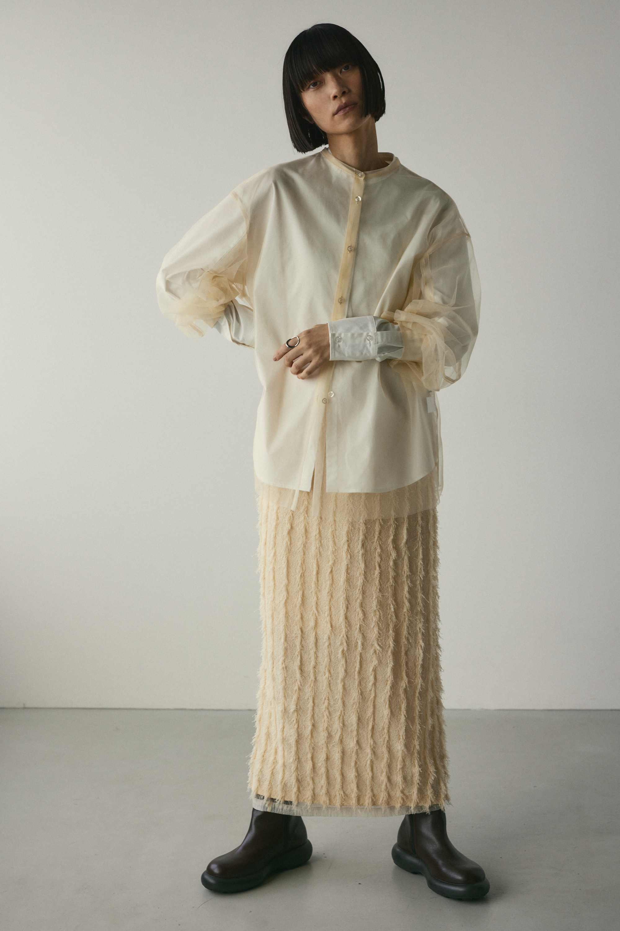 2ピースチュールレイヤードシャツ WHT FREE