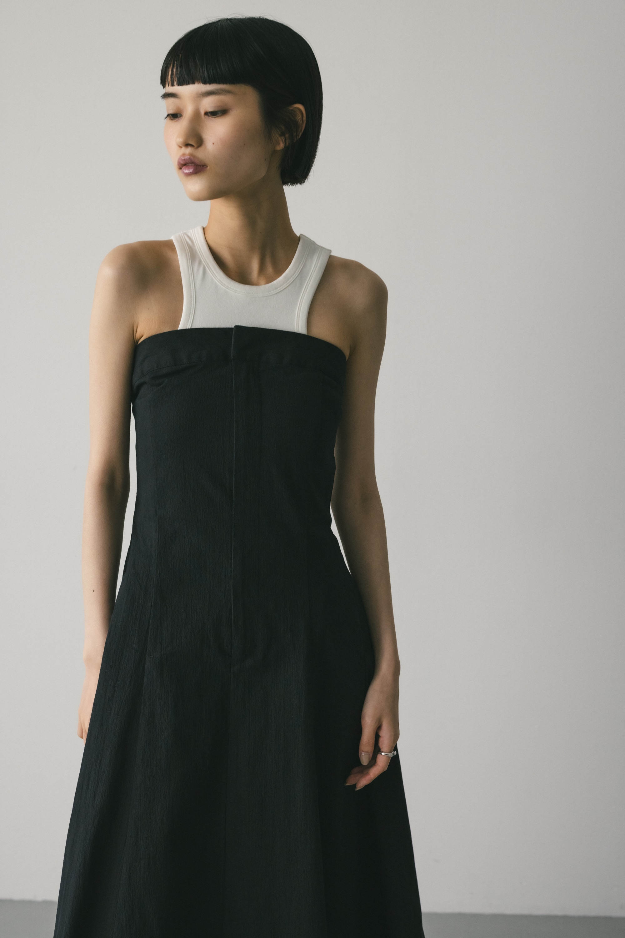 パネルフレアベアワンピース BLK M