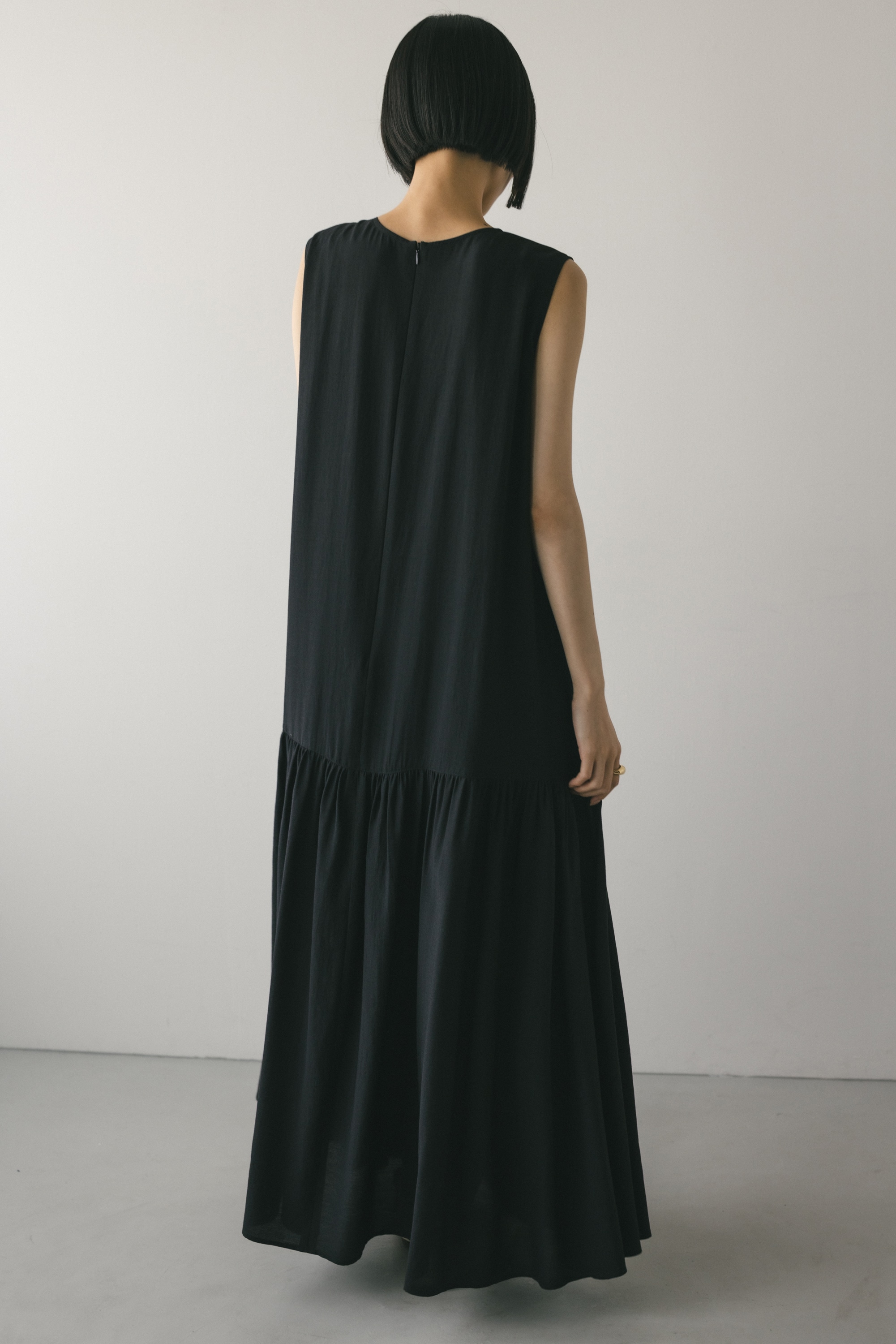 ティアードフレアワンピース BLK S