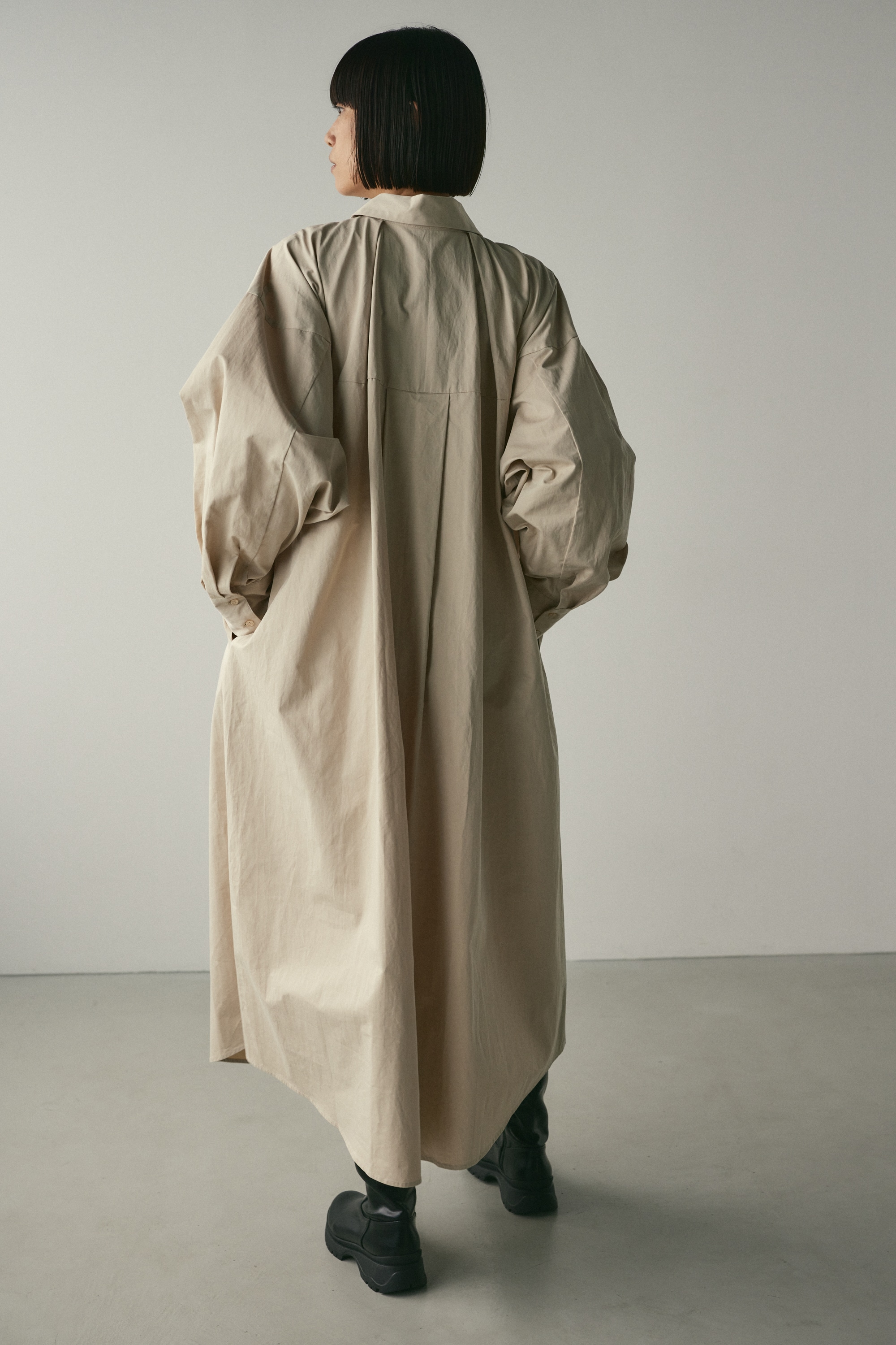 スイッチングシャツワンピース L/BEG S