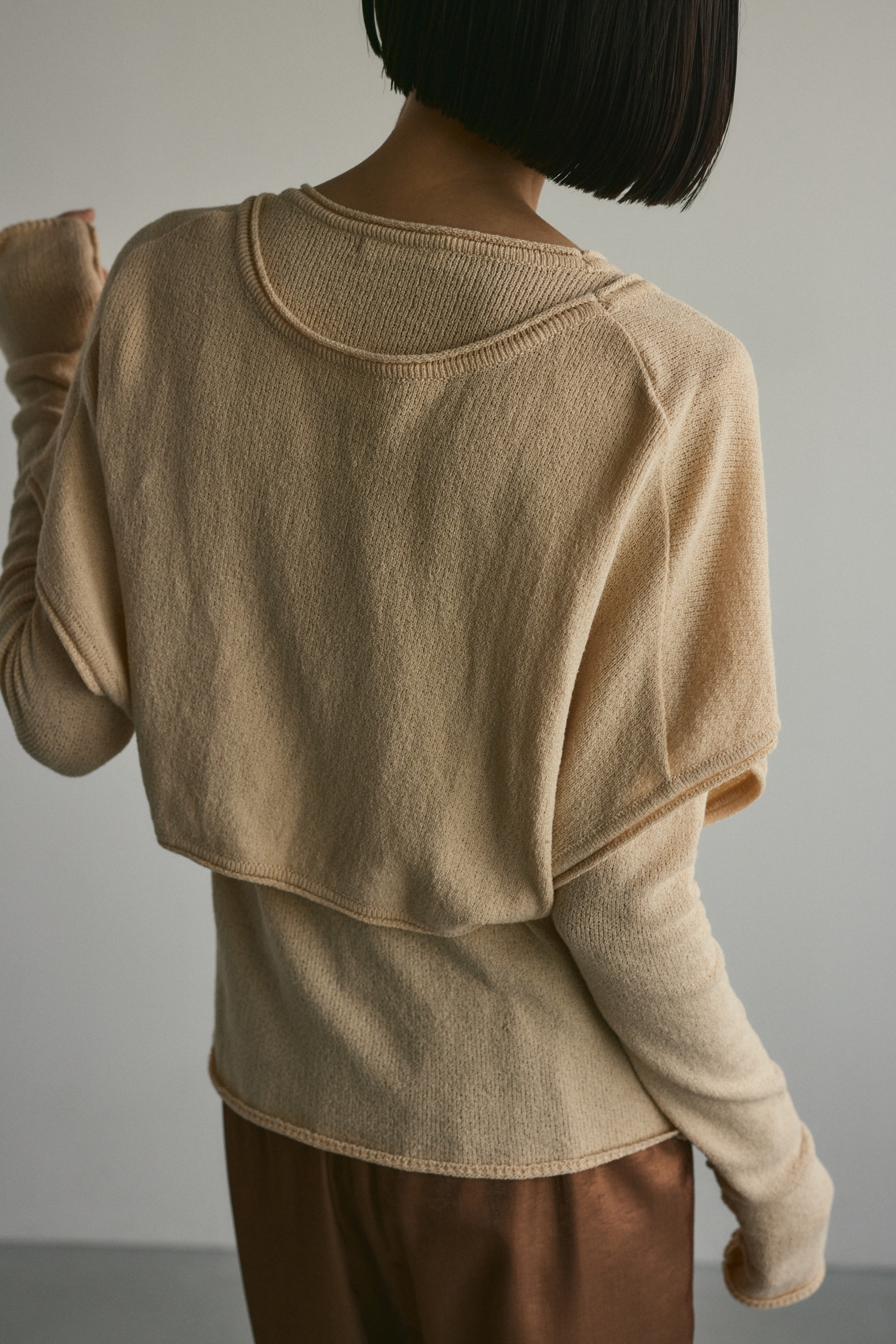 カシュクールベストセットニット L/BEG FREE