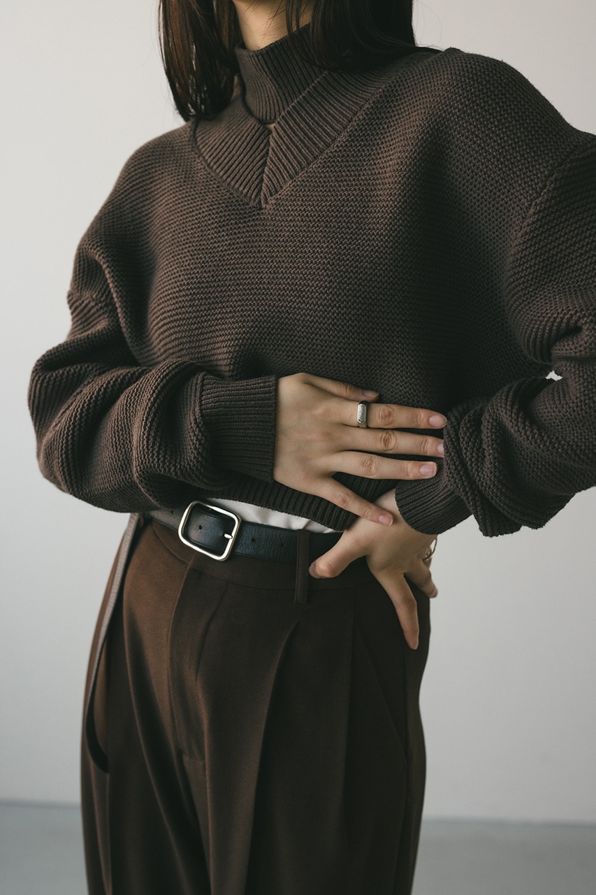 チョーカーネックVニット BRN FREE