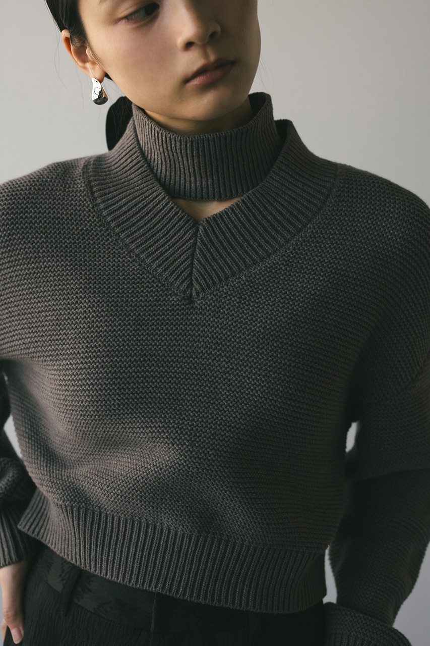 チョーカーネックVニット GRY FREE
