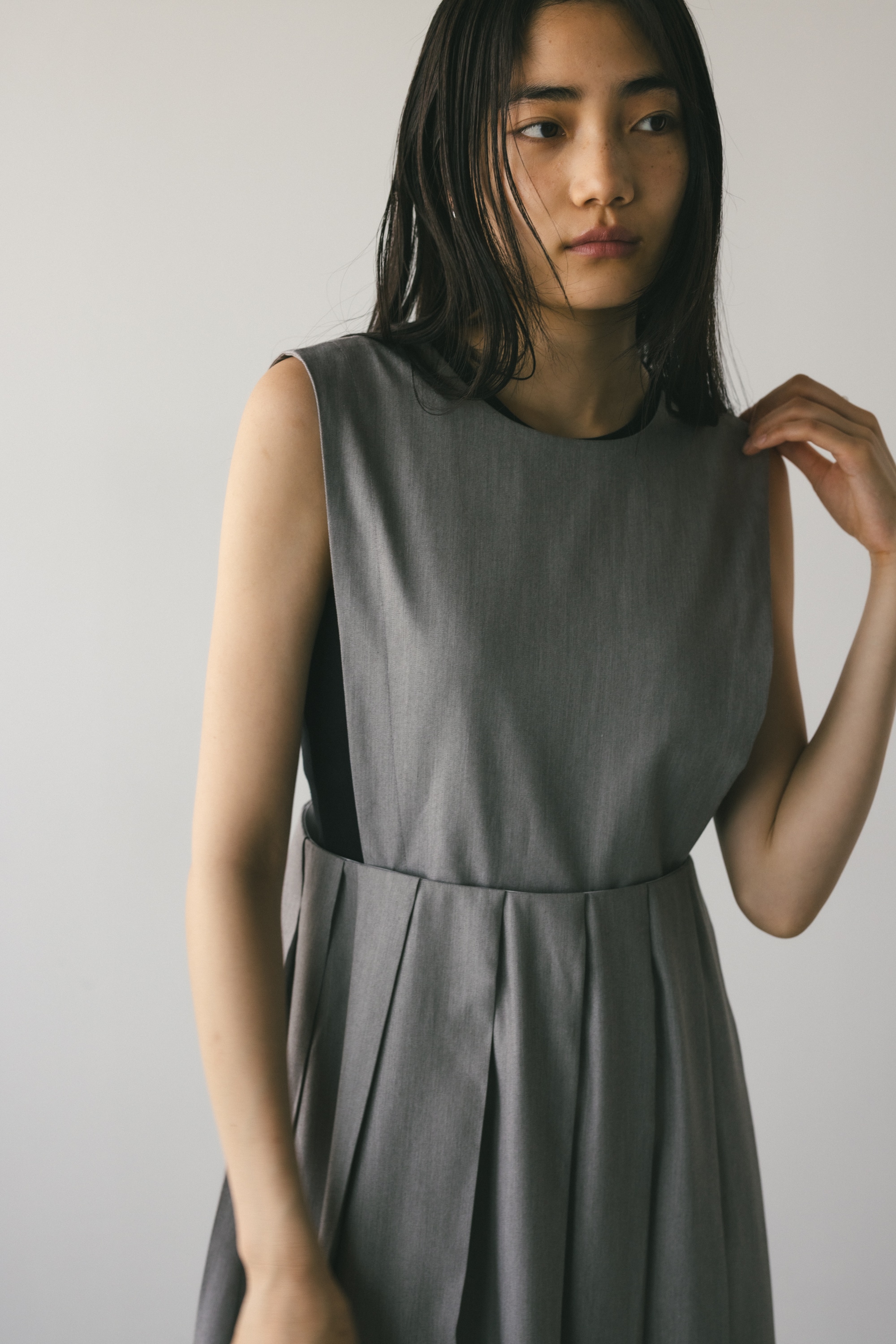 2WAYサイドオープンワイドプリーツスカート GRY S