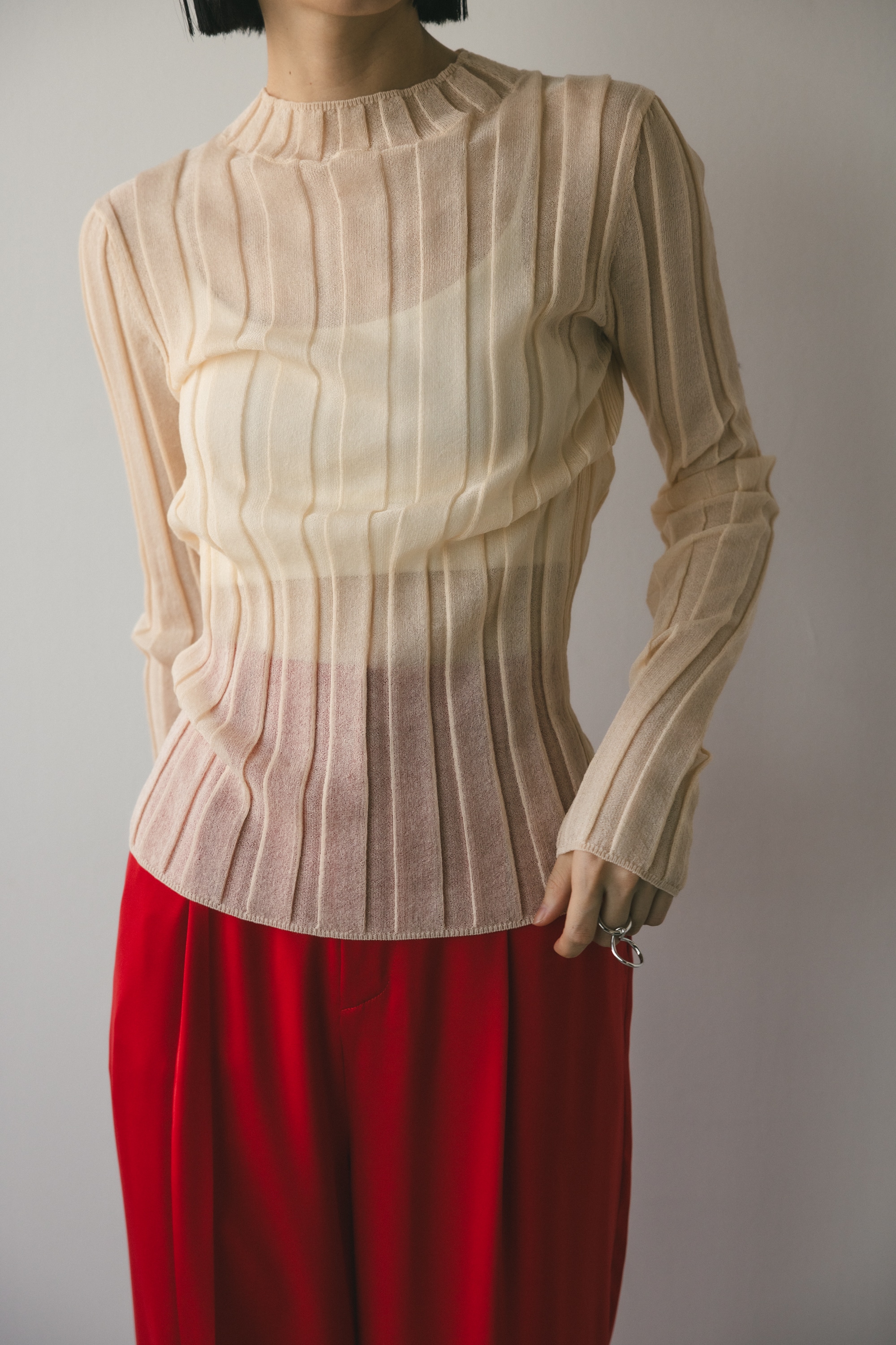 シェリエ sheller ベーシックリブニット sheller シェリエ ベーシックリブニット トップス ブラック