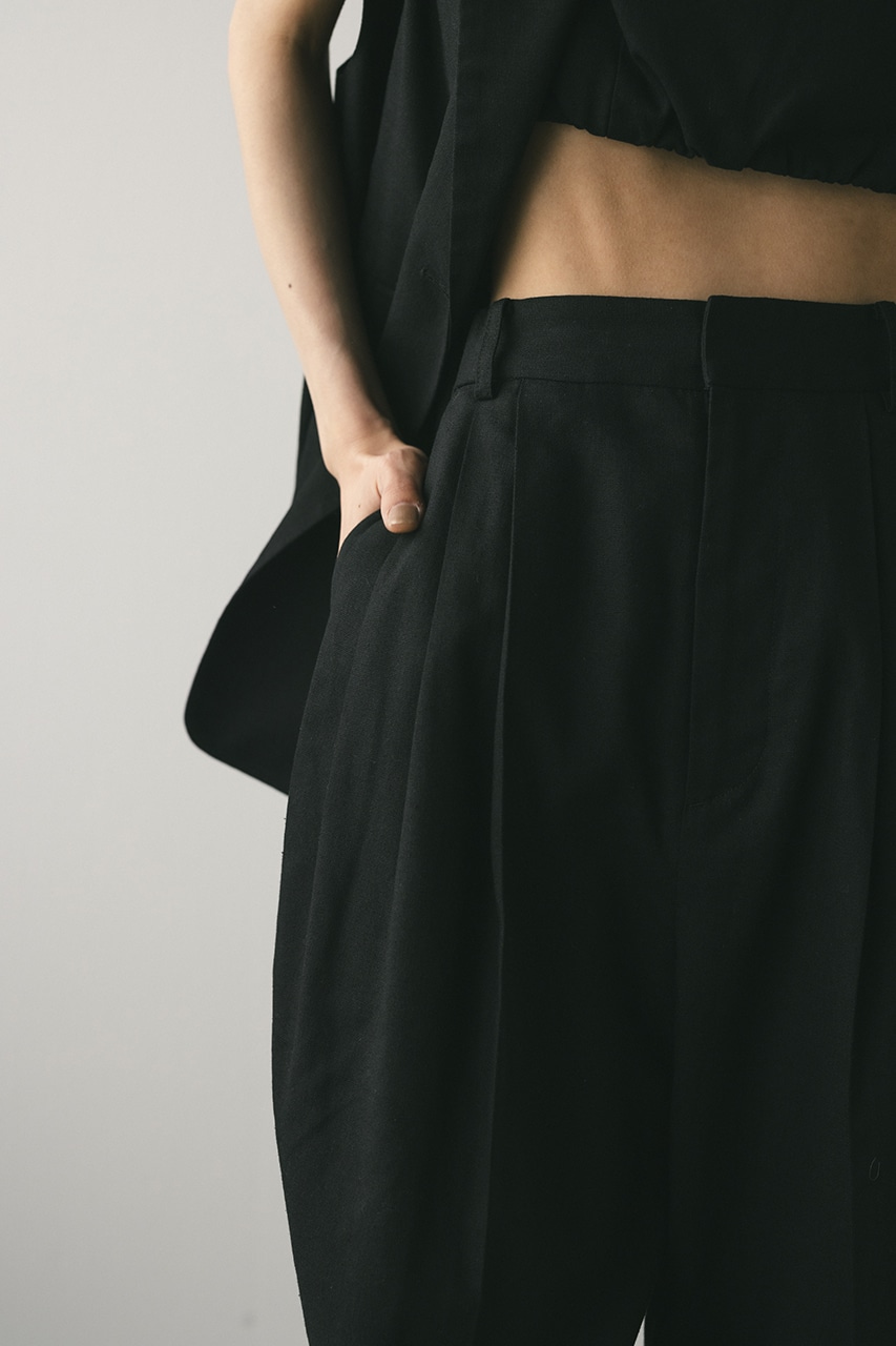 リネンミックスタックパンツ BLK M