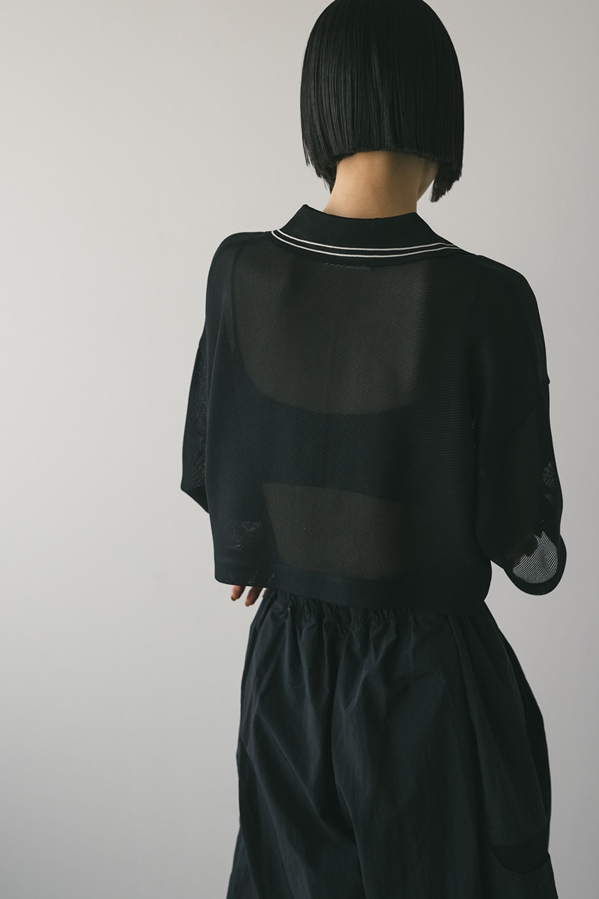ラインカラーメッシュトップ BLK FREE