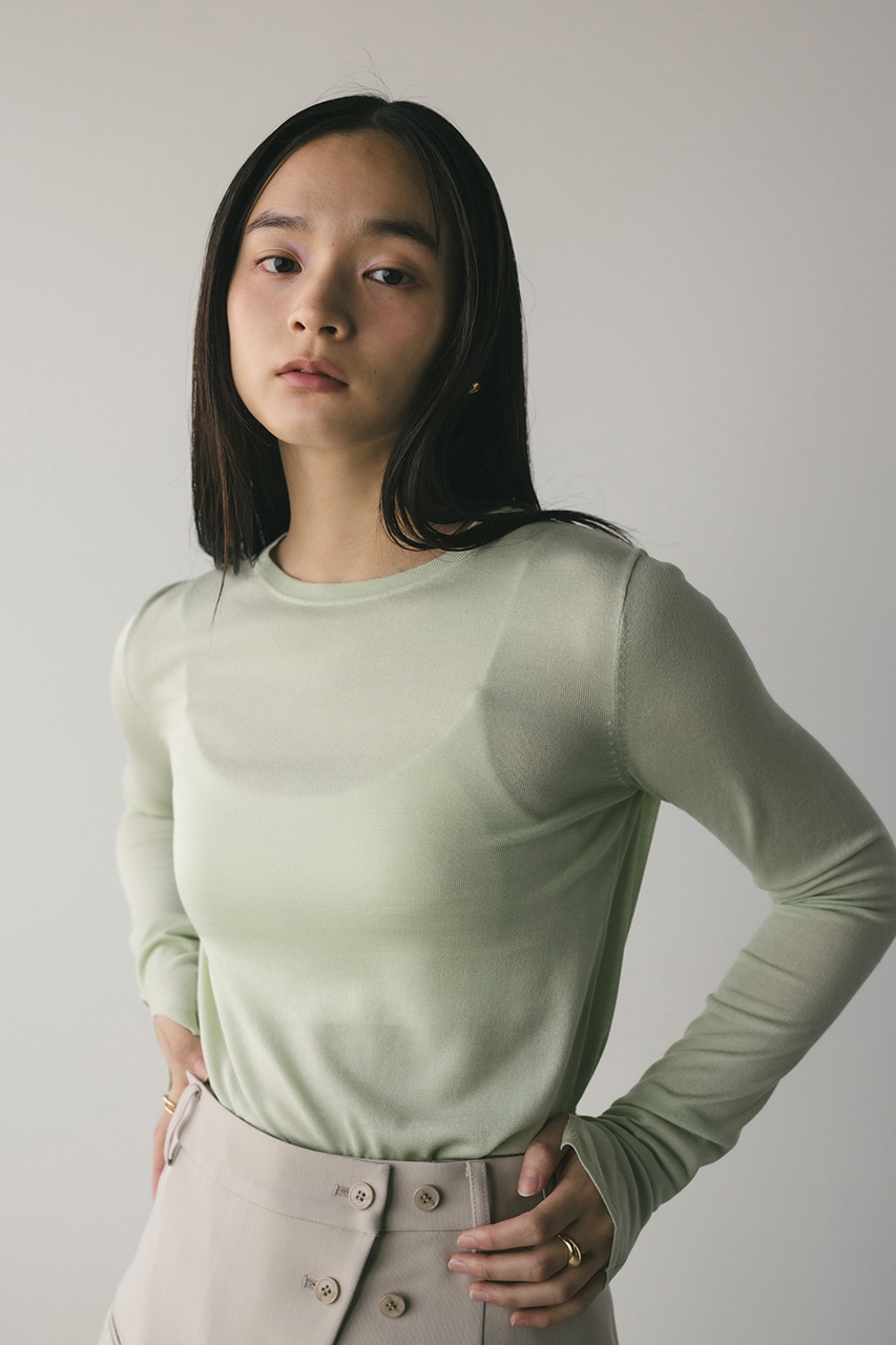 スリットスリーブニット L/GRN FREE