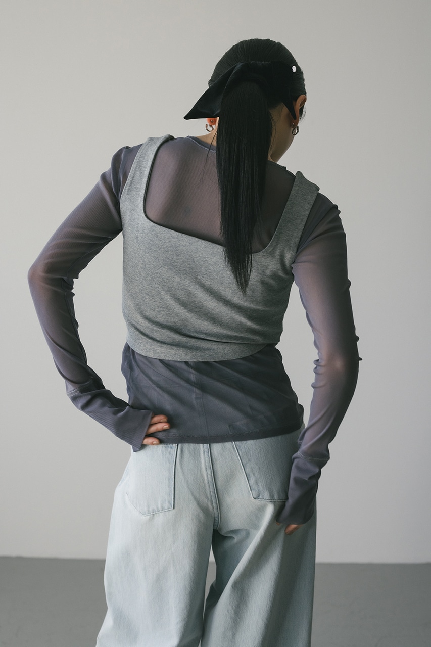 2ピーススクエアビスチェシアートップ GRY FREE