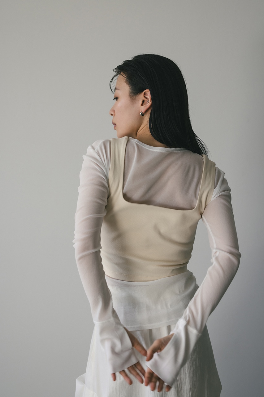 2ピーススクエアビスチェシアートップ WHT FREE