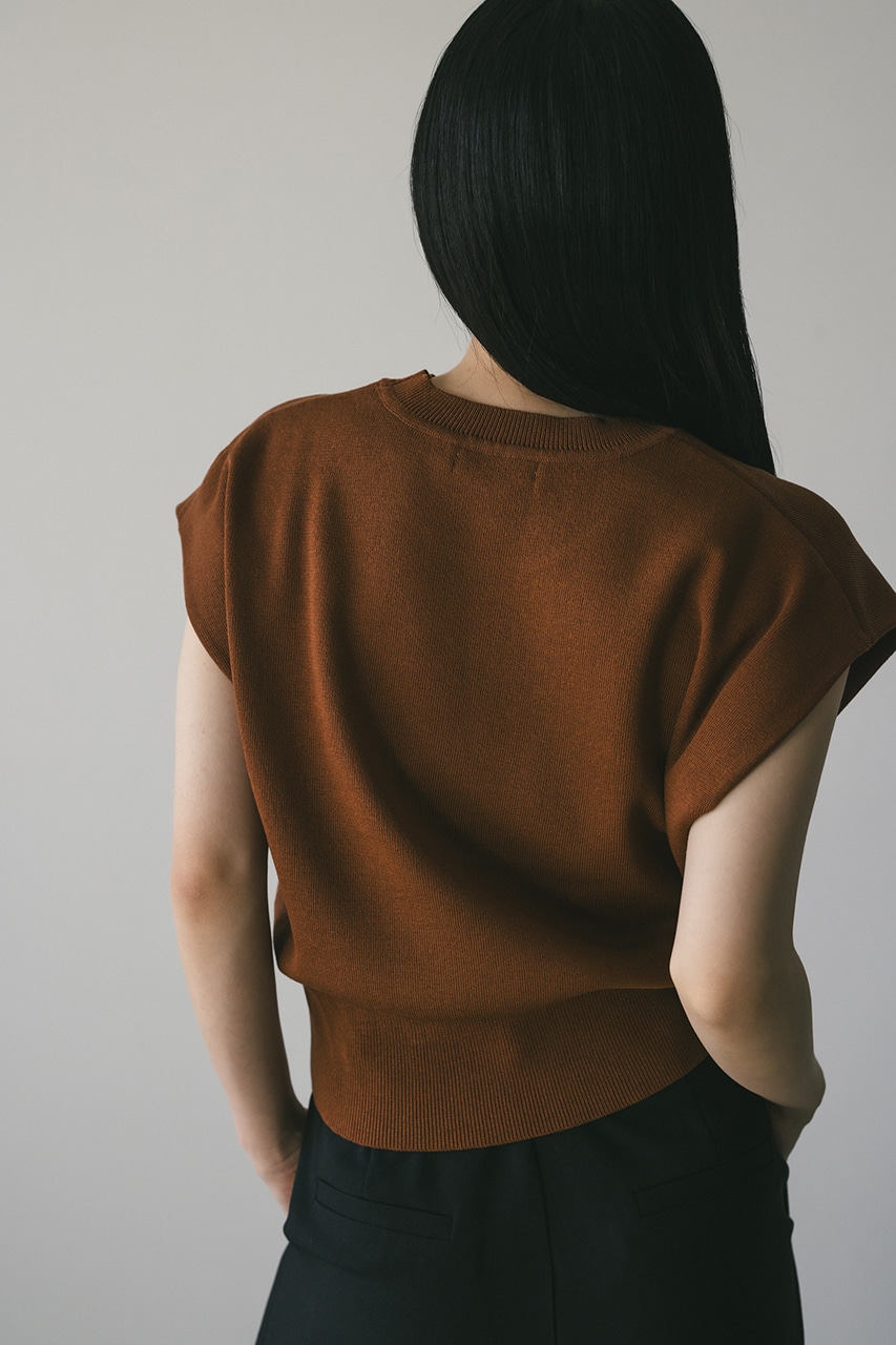 ショルダータックショートニット BRN FREE