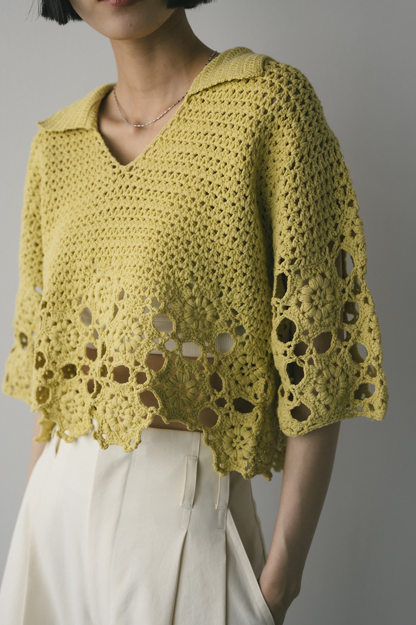 ハンドメイドクロシェニット LIME FREE