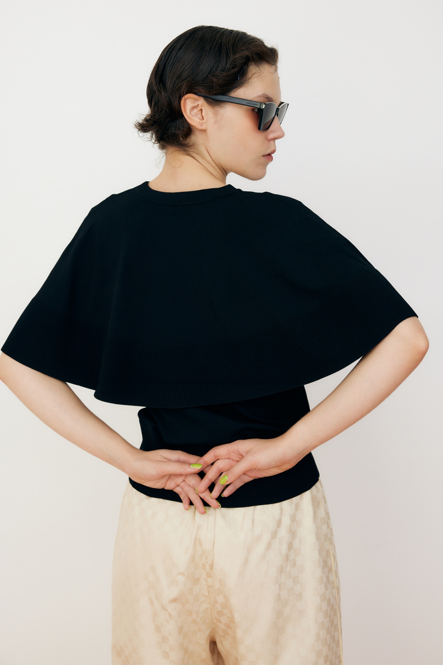 Cape knit tops BLK FREE