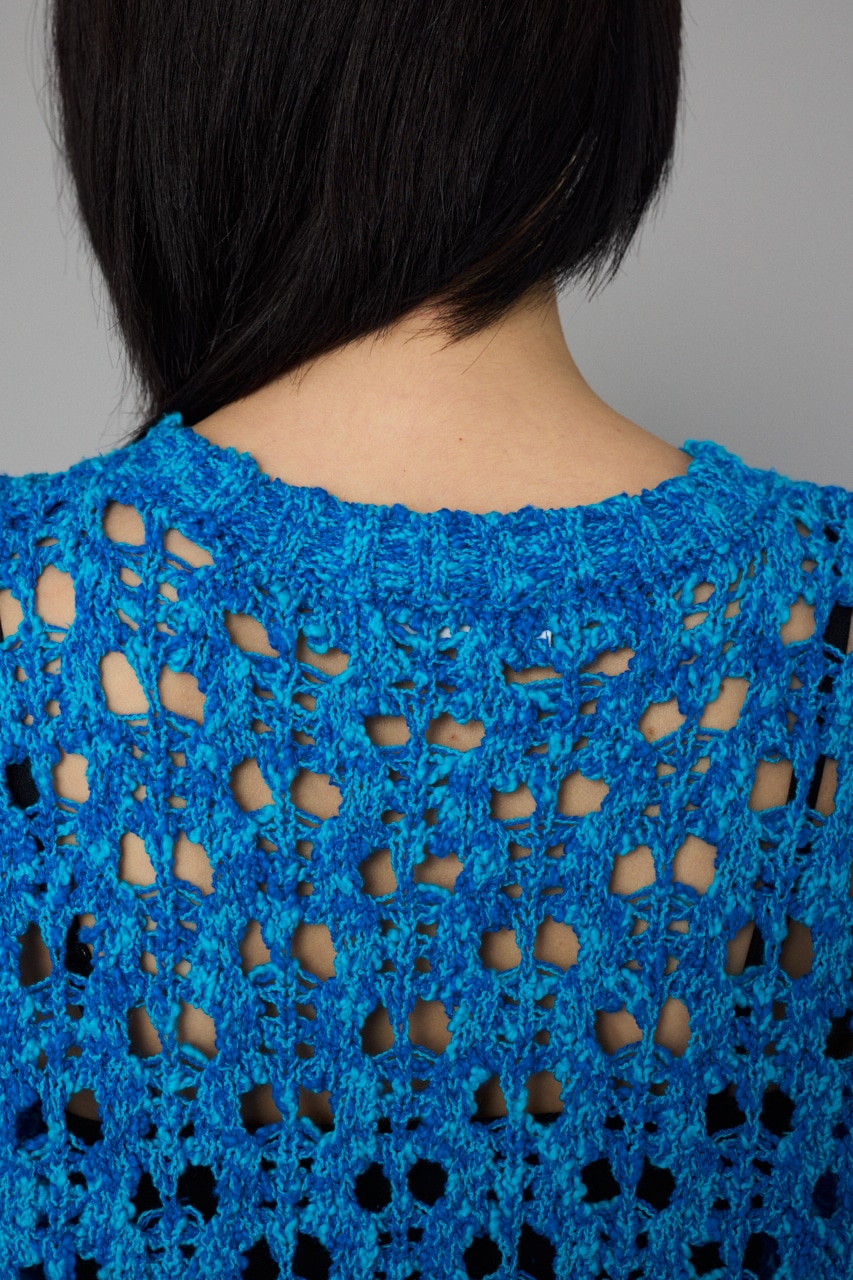 Mesh knit vest BLU FREE