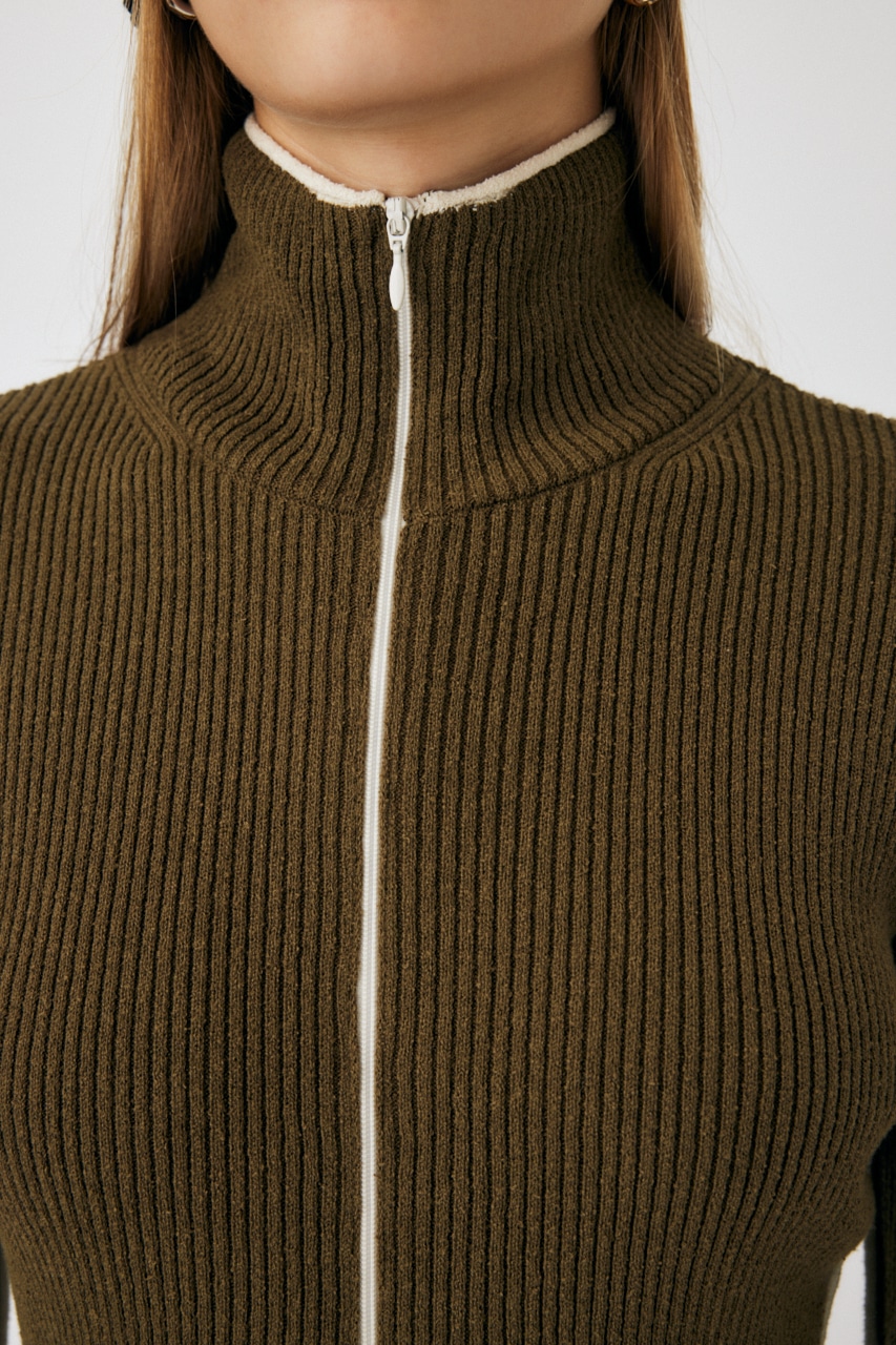 MOUSSY | BI COLOR ZIP UP RIB ニット (ニット ) |SHEL'TTER WEBSTORE