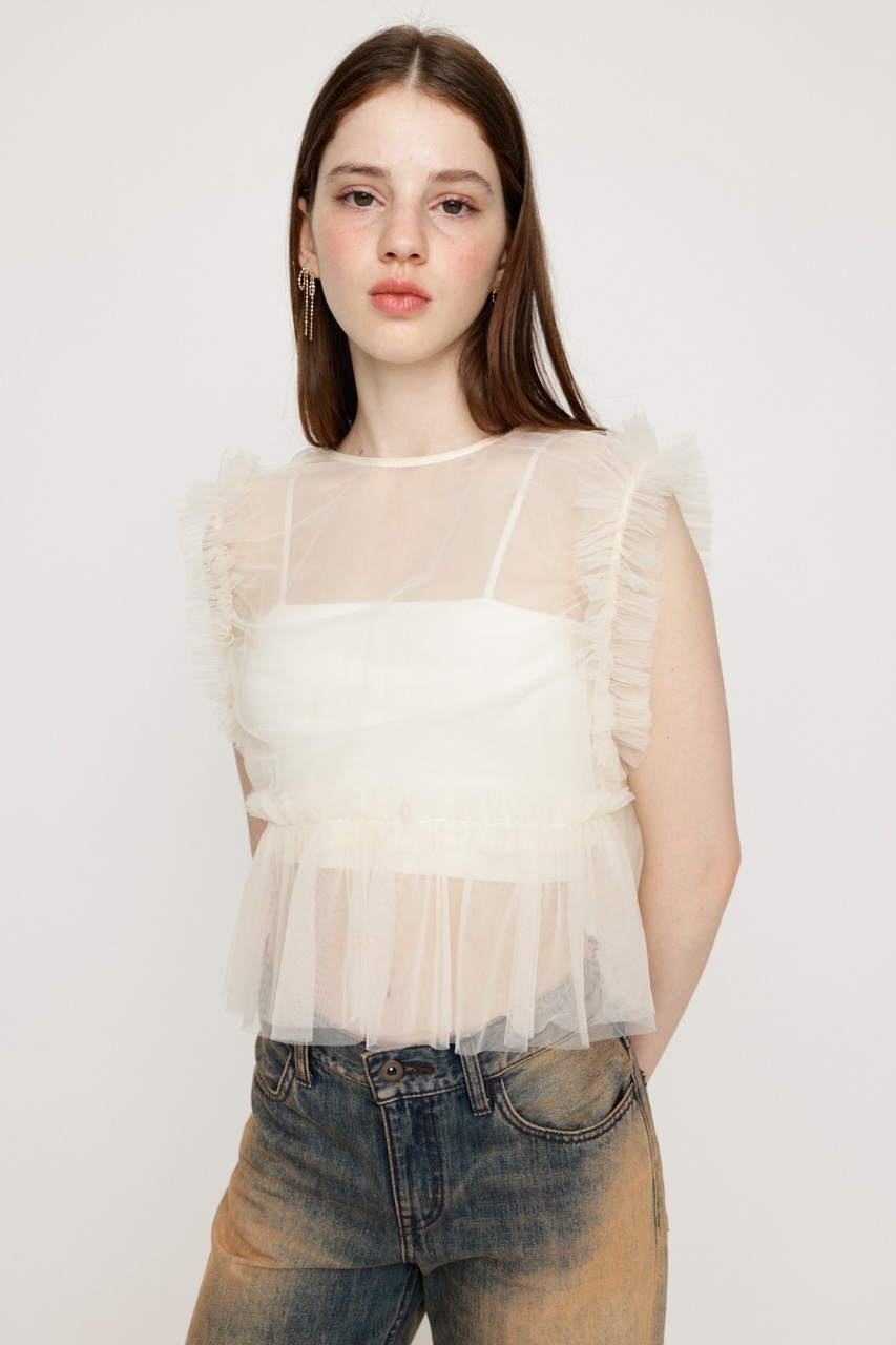 2WAY RUFFLED TULLE VEST ブラック 最終価格2WAY RUFFLED TULLE VEST