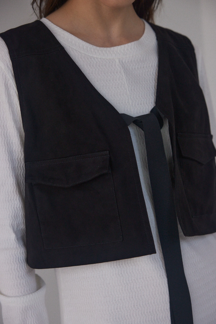 BLACK BY MOUSSY  / front ribbon vest