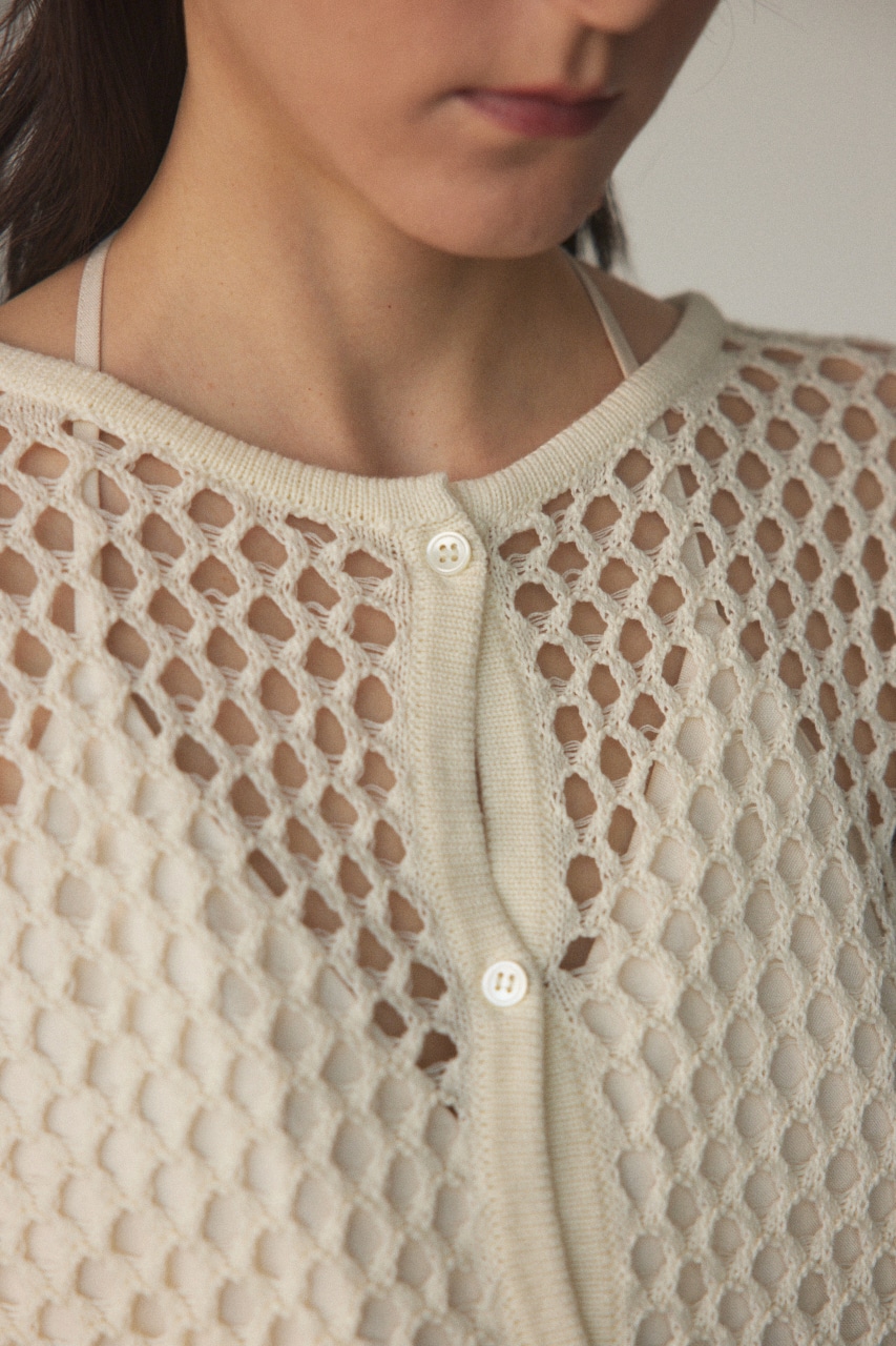 2way mesh knit cardigan WHT FREE