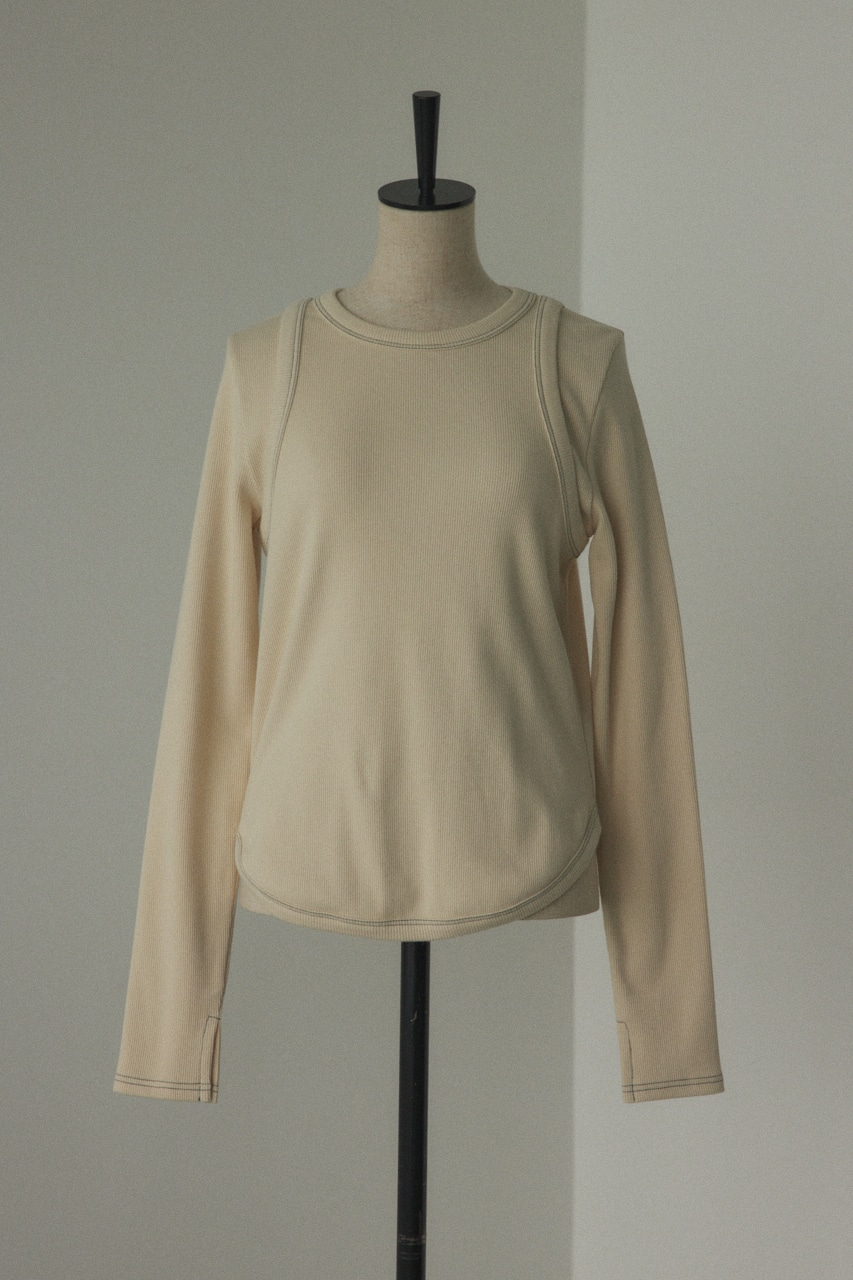 layered design cut tops O/WHT FREE