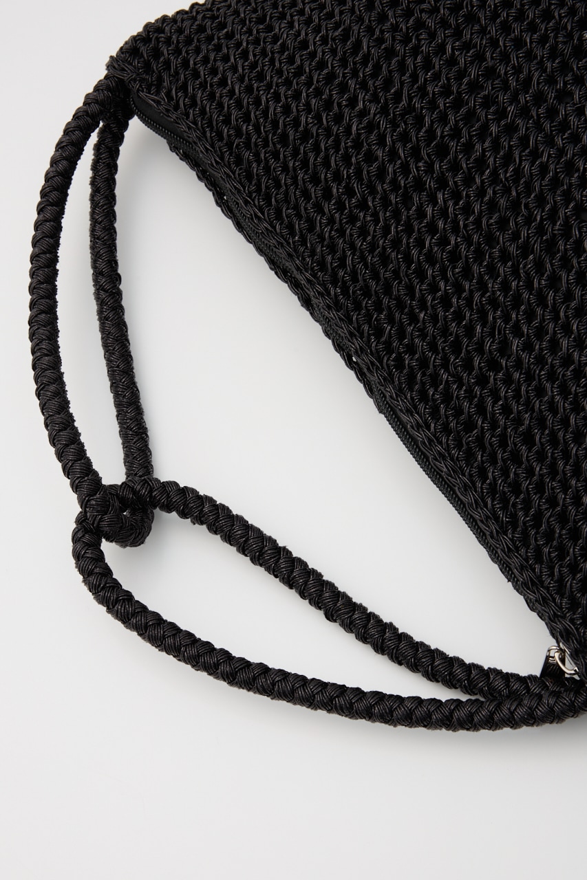 【SHEL'TTER SELECT】2wayハンドルメタリックコード編みバッグ BLK FREE