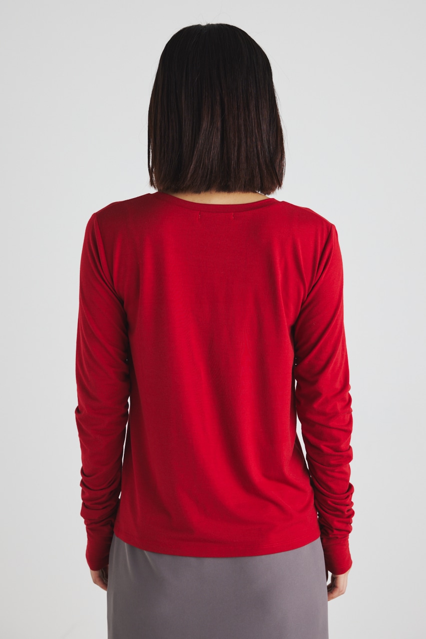 rienda | ギャザースリーブロゴロンT (Tシャツ・カットソー(長袖