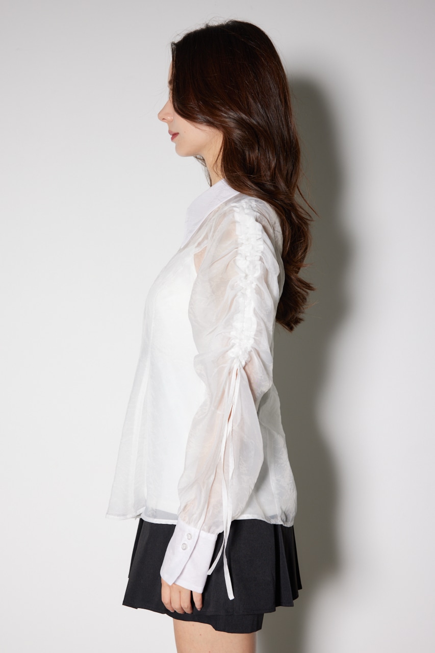 メグコ新品 roughlow 23S/S ショルダーリボンブラウス 新品未使用 タグ付きroughlow ショルダーリボンブラウス