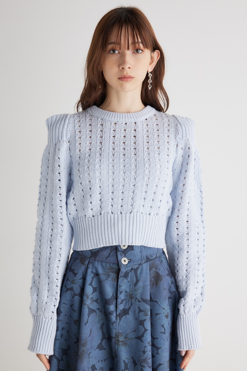 ショルダーポイントクロシェ TOP L/BLU FREE