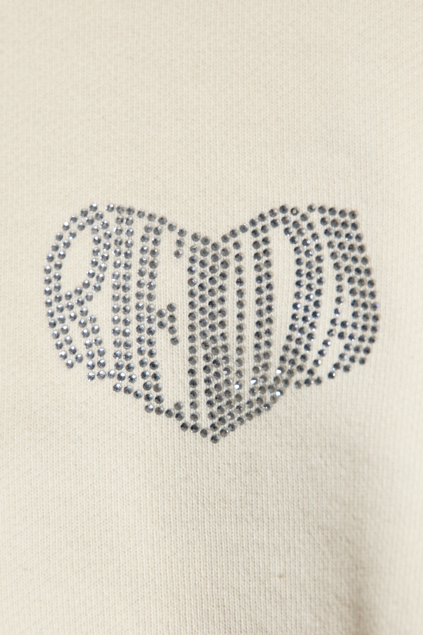 ラインストーンロゴスウェットトップス L/YEL FREE