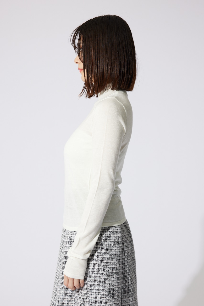 ハイネックシアーニットトップス WHT FREE