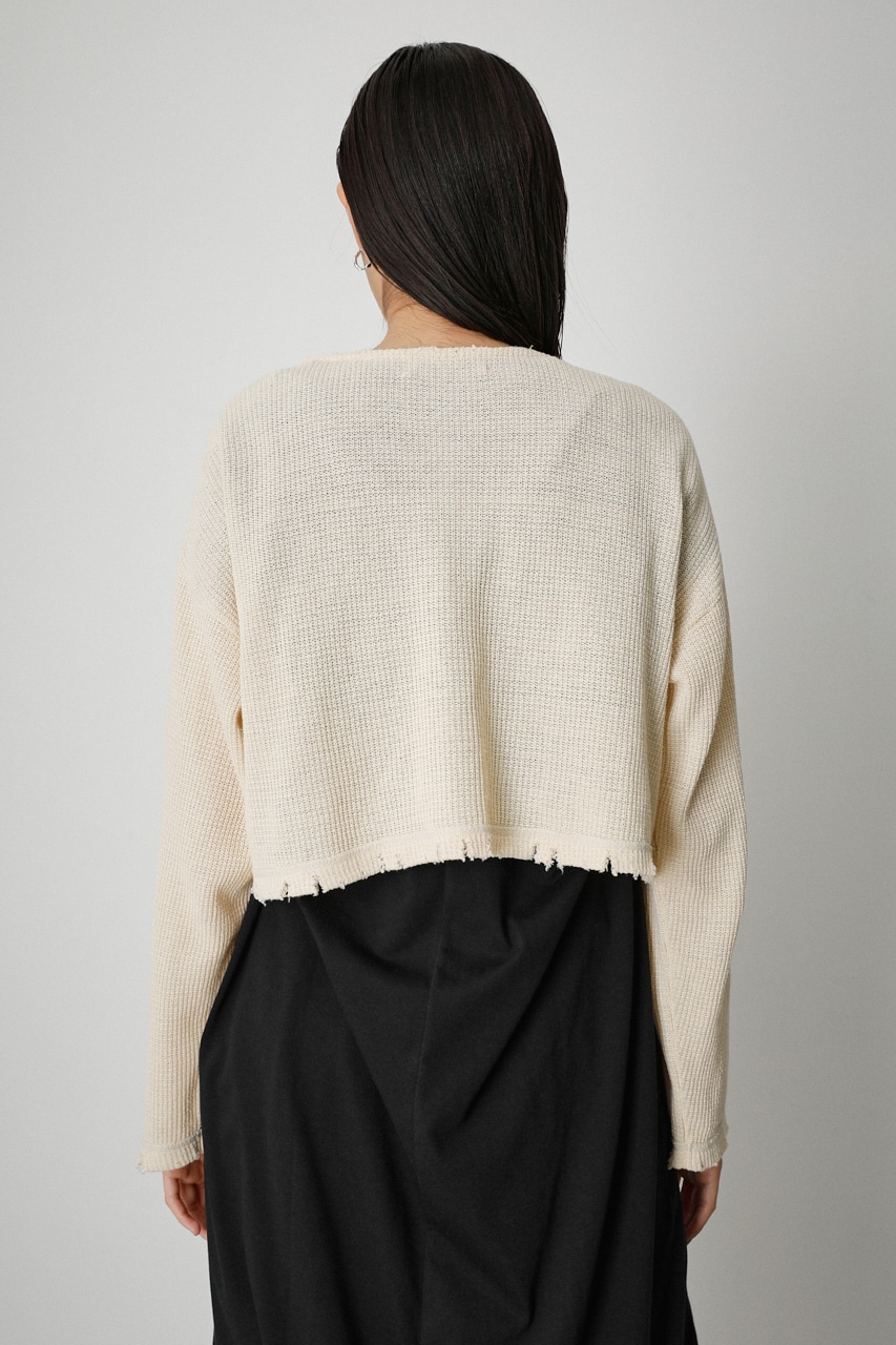SHORT WAFFLE CARDIGAN｜FREE｜L/ORG｜カー 