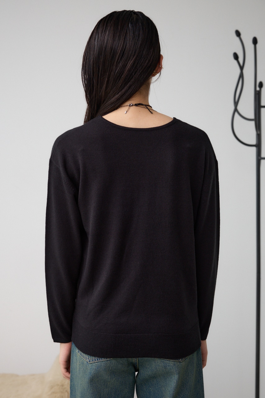 ヌーディー2WAYVネックニットトップス BLK S