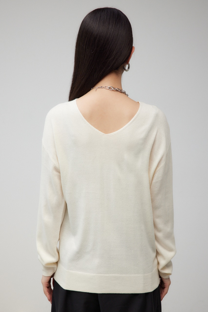 ヌーディー2WAYVネックニットトップス O/WHT S