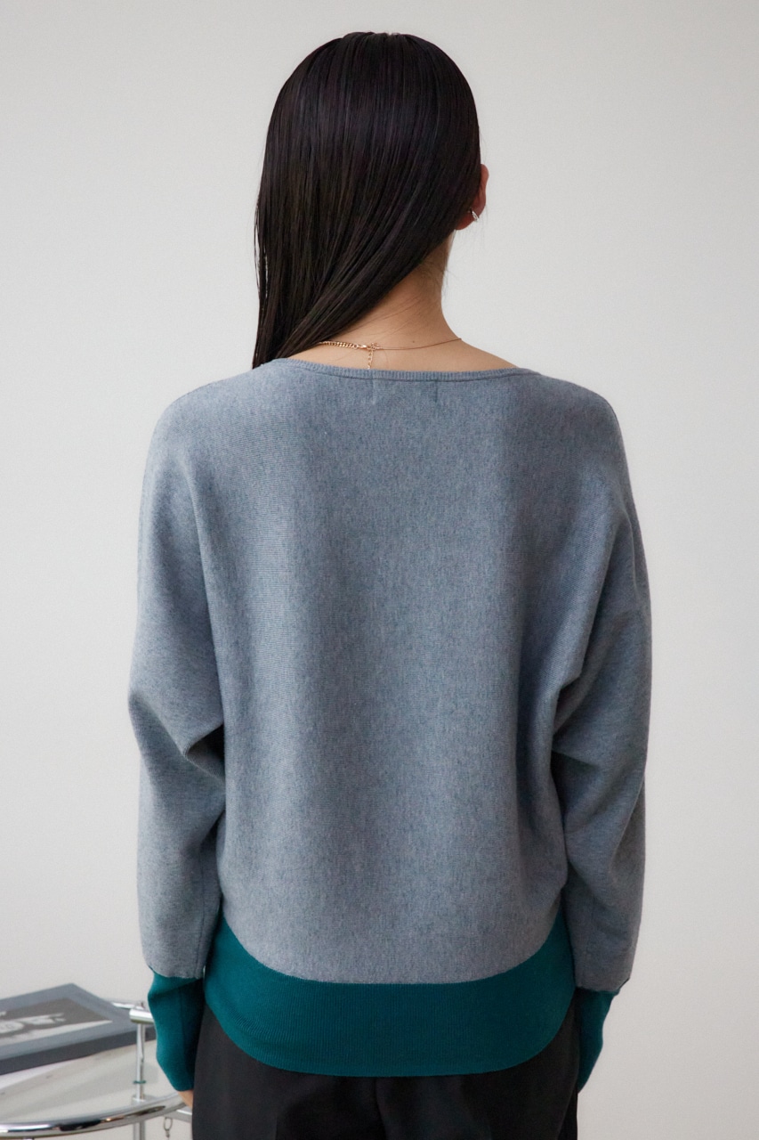 バイカラードルマンニットプルオーバー GRY FREE