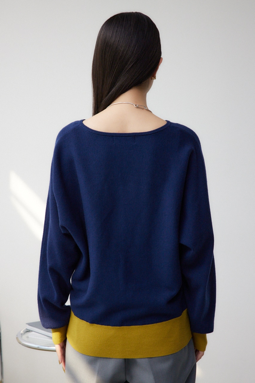バイカラードルマンニットプルオーバー NVY FREE