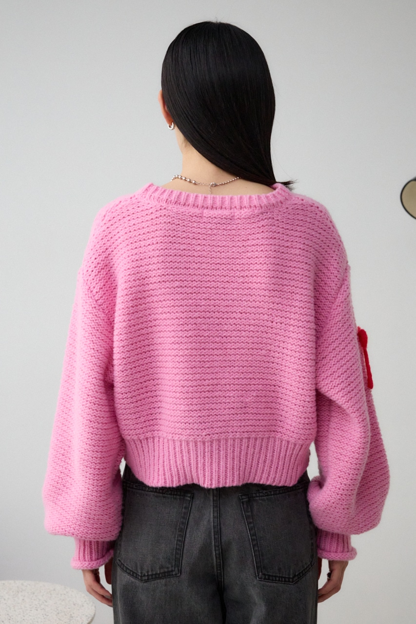 リボンモチーフニット PNK FREE