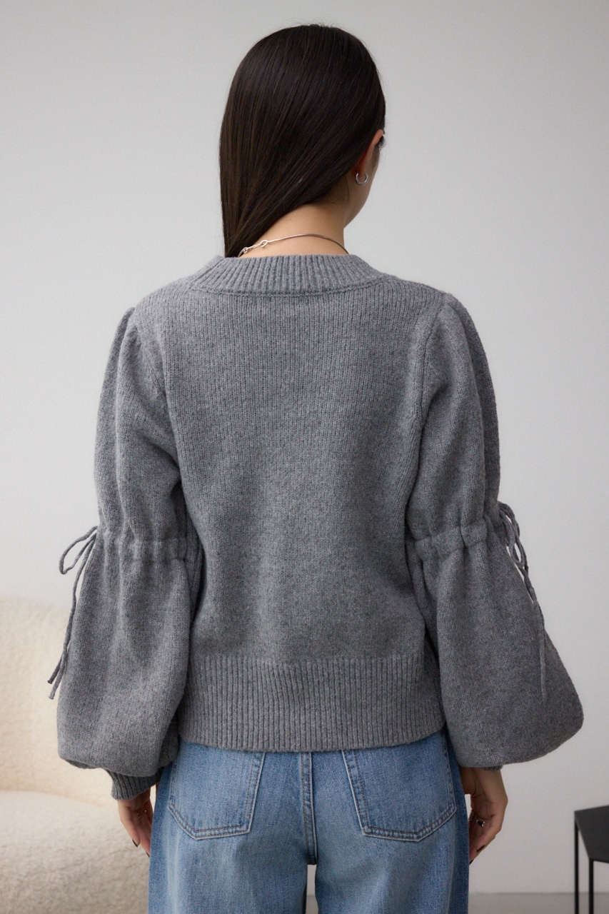 袖リボンデザインニット D/T.GRY FREE