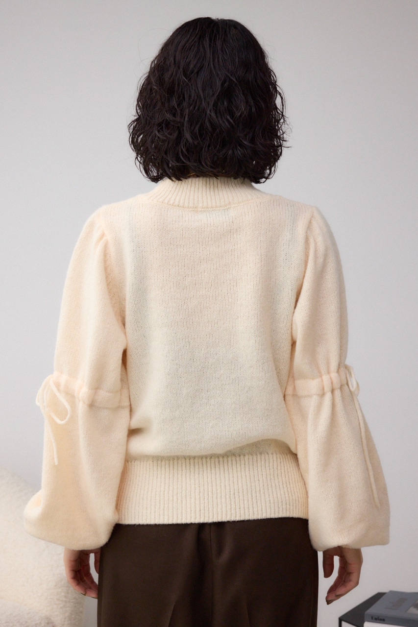 袖リボンデザインニット IVOY FREE