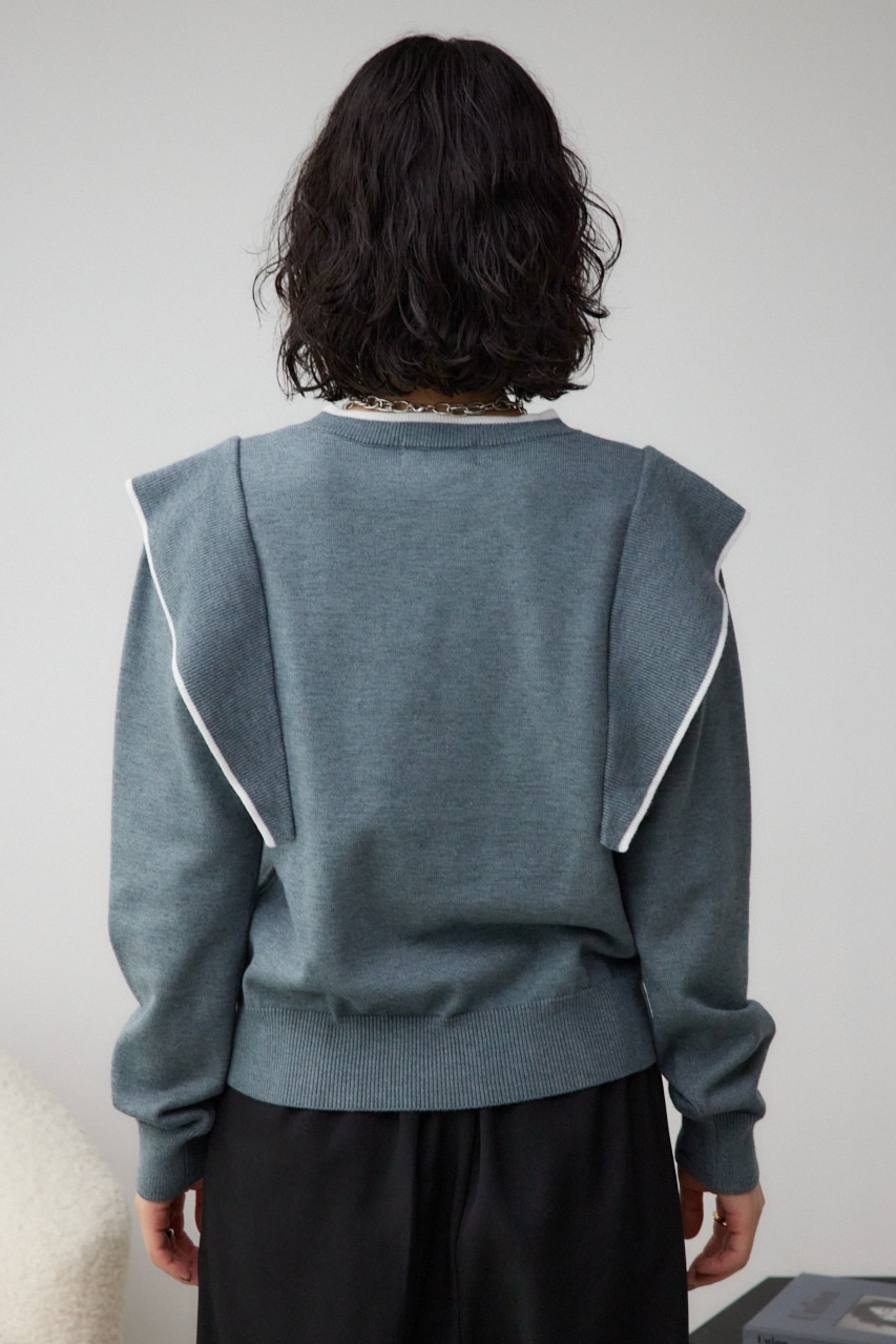 ショルダーデザインフリルニット GRY FREE