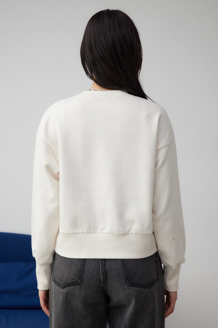 ラインストーンウラケトップス O/WHT FREE