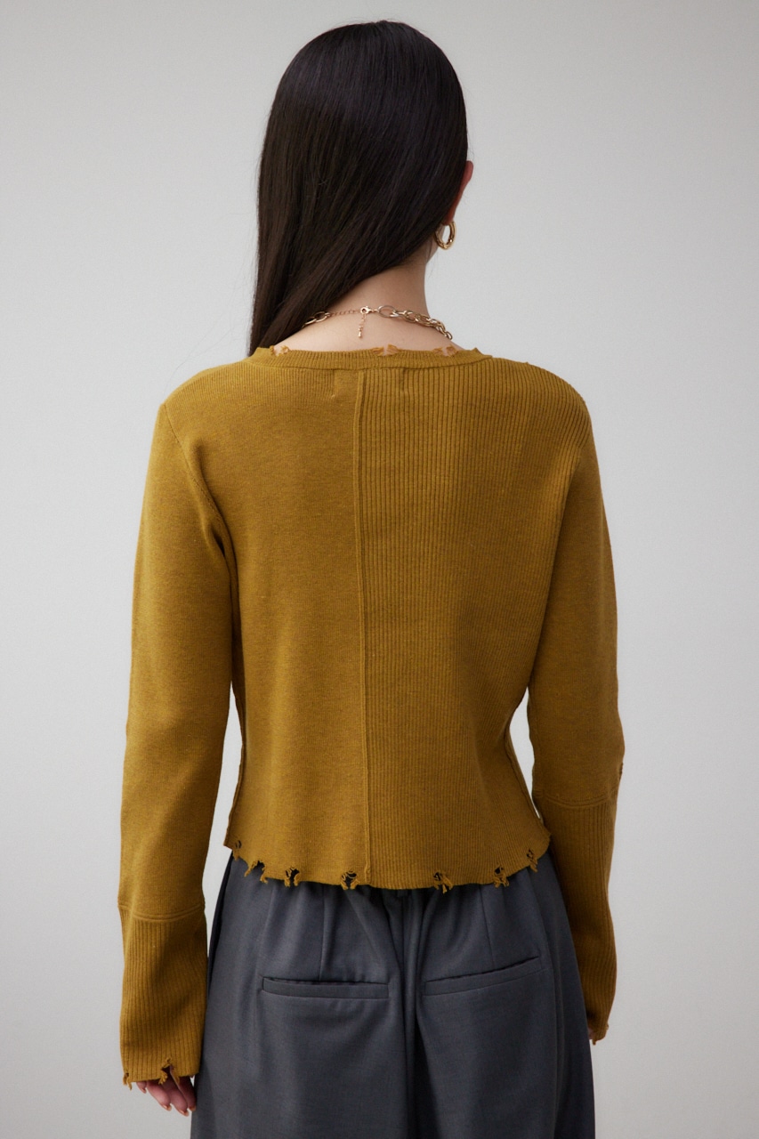 ダメージスイッチングカーディガン D/YEL FREE