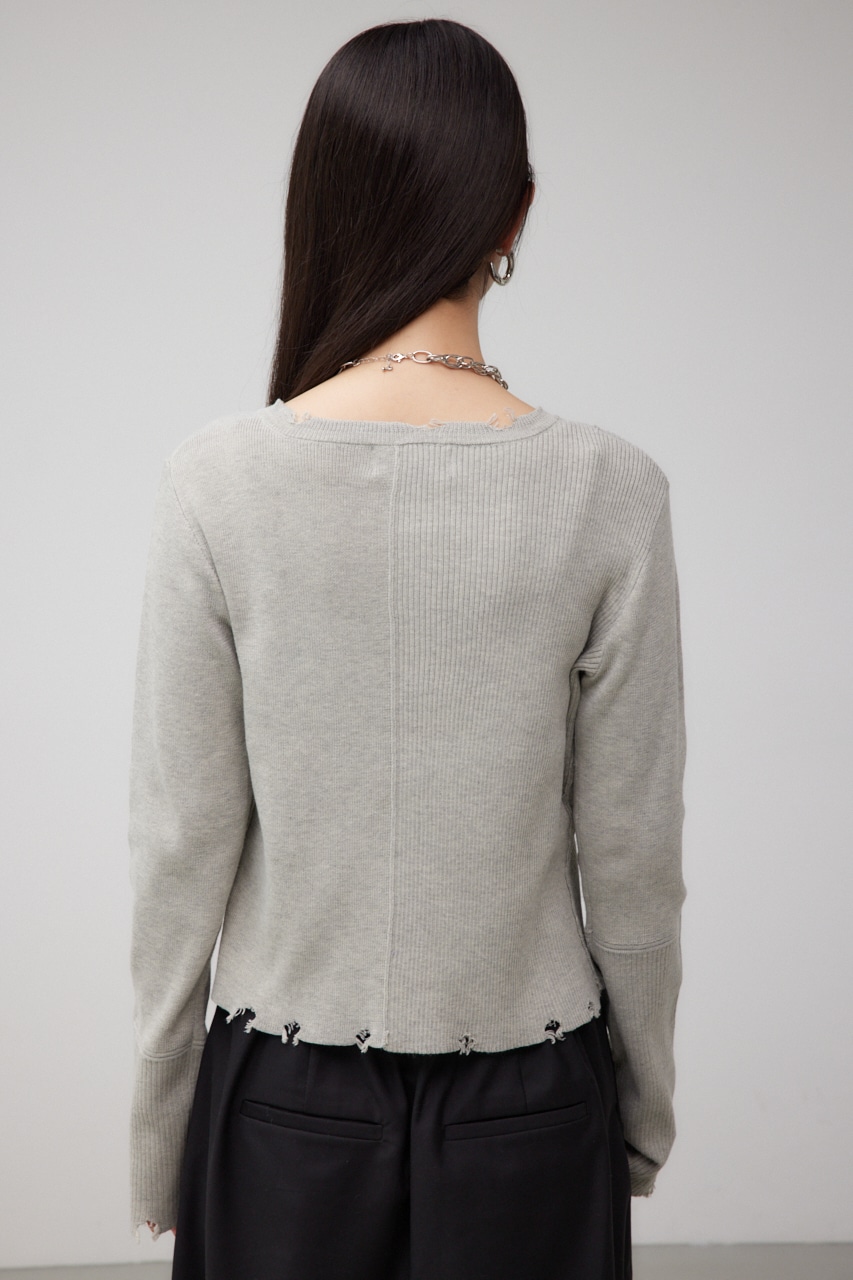 ダメージスイッチングカーディガン T.GRY FREE