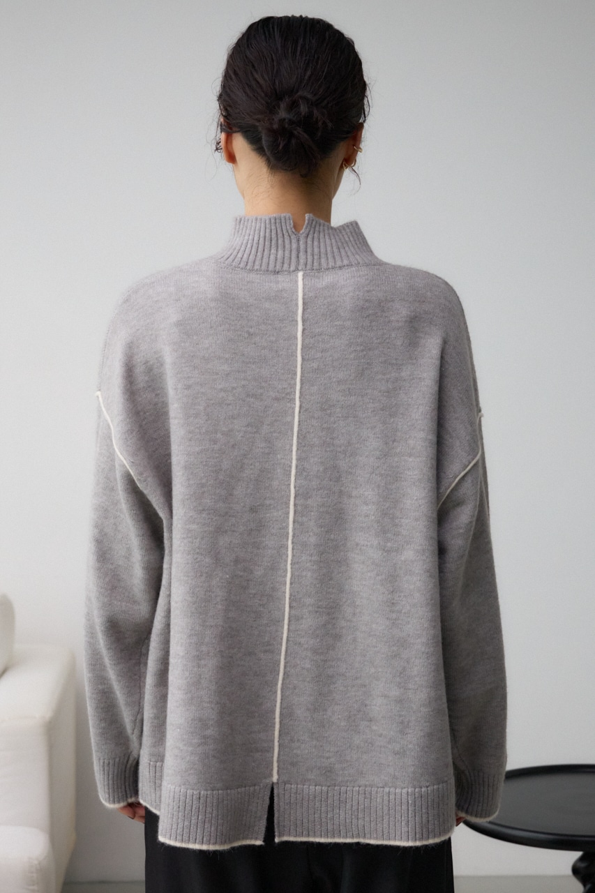 ハイネック配色ニットプルオーバー T.GRY FREE